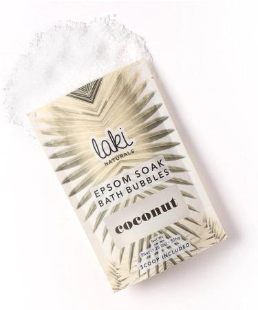 Laki Naturals Coconut Epsom Soak Bath Bubbles 20oz - Paraben Free Detox Bath Salts for Relaxation - Natural Bubble Bath with Epsom Salts - Buy Online on SooperMarket.com