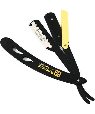 Premium BLACK & GOLD Stainless Steel Straight Edge Barber Razor - Exchangeable Blade Safety Razor - Macs-045B - Buy Online on SooperMarket.com