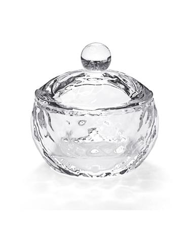 Round Crystal Clear Acrylic Liquid Powder Glass Dappen Dish Glass Cup w Cap Lid Bowl for Acrylic Nail Art Transparent Kit  HJ-NAPB017 Small (Pack of 1)