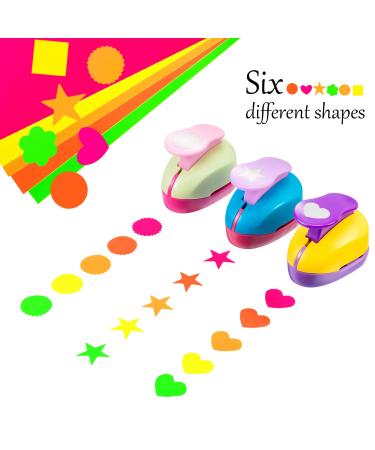 Craft Holes Punch 1 Inch Paper Punchers Scrapbook Punches with Craft Sticker Paper  Round  Star  Square  Heart  Flower  Wave Circle Shape (16 Pieces) - Buy Online on SooperMarket.com