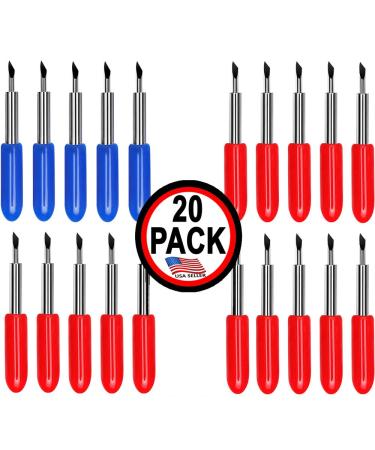 Craft Blades German Carbide Bulk Packs Deep Point (20 Pack - 15 Standard & 5 Deep Point) red/blue