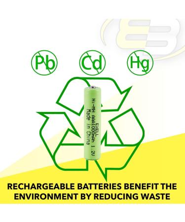 Exell 1.2V NiMH AAA Rechargeable Button-Top Battery 1000 mAh Replacement for Electric Razor & Toothbrush International Shipping Available - Buy Online on SooperMarket.com