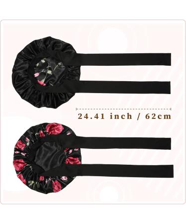 Welrog Satin Hair Hood for Women | Double-Sided Satin Silk Sleep Bonnet | Hair Protection for Night | Flower/Black Design - Buy Online on SooperMarket.com