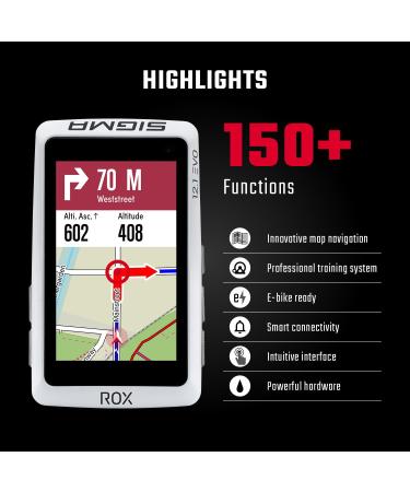 Buy Sigma ROX 12.1 EVO Basic Set - White Bicycle Navigation System | Bluetooth GPS GLONASS | International Shipping Available - Buy Online on SooperMarket.com