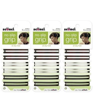 Scunci No-Slip Grip Open Center Stay Tight Barrettes Assorted Colors 6-Count (3-Pack)