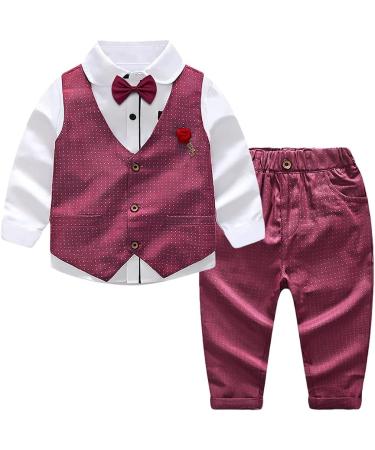 Nwada Boys 4pcs Gentleman Suit Set | Wedding Boys Clothes | Wine Red Outfit 2-3 Years - Buy Online on SooperMarket.com