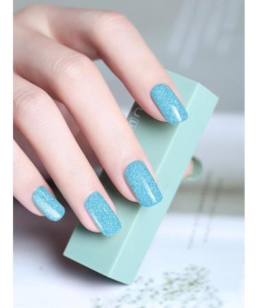 Kalolary 20PCS Nail Adhesive Wrap Gel Nail Polish Strips - Glitter Sky Blue - Self-Adhesive Stickers - UV/LED Lamp Required - Buy Online on SooperMarket.com