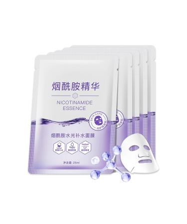 Niacinamide Sheet Mask Niacinamide & Hyaluronic Acid Face Mask Set Hydrating Face Mask Evens Skin Tone Face Masks Skincare Face Masks Beauty For Dehydrated Dull and Tired Skin 5PC