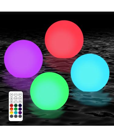 Iwtbnoa 4 pieces of floating pool lighting 16 RGB color change pool night light IP68 waterproof LED pool light with remote control LED mood ball light for children's gift pool