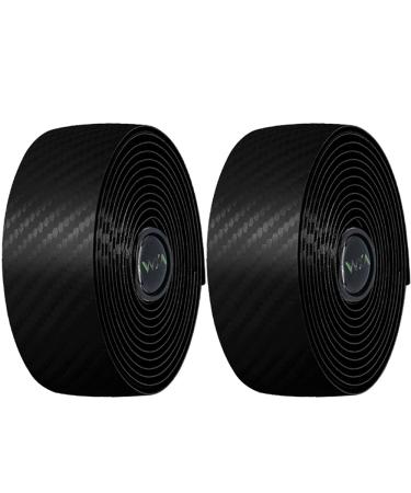 VXM Bicycle Handlebar Tape, Carbon Fiber PU&EVA Road Bike Bar Tape Non-Slip Cycling Handle Wraps for Mountain Bike 2 Rolls per Set (Black)