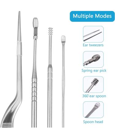 Professional 2 Sets Ear Pick Kit | Metal Spatula & Cleaning Tweezers | Ear Wax Picking Tools for Spiral Ear Spoon | Ear Wax Scoop Cleaner - Buy Online on SooperMarket.com