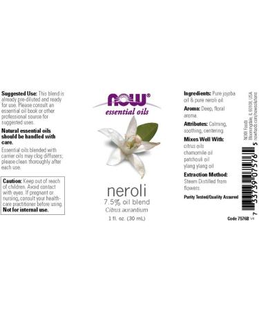 Now Foods Neroli Essential Oil 1 fl oz (30 ml) | Pure Aromatherapy & Wellness - Buy Online on SooperMarket.com