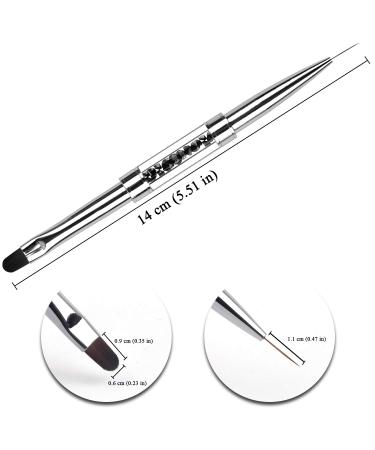 LEQ Dual-Ended Nail Design Brush | Rhinestone Handle UV Gel Nail Art Tool - Buy Online on SooperMarket.com