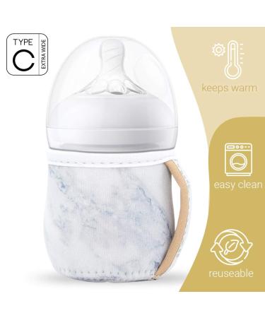 Milkboozii 4oz to 5oz Baby Glass Bottle Sleeve Reusable with Handle Neoprene Holder Moisture  Non-Slip Grip Insulator Covers for Natural Philips Avent Bottle (C   Wide Neck  White Marble) C - Wide Neck White Marble - Buy Online on SooperMarket.com