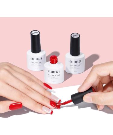 AILLSA Red Gel Nail Polish Set Burgundy Red White Sparkle Gel Polish with Base and Top Coat Valentine's Day Gift Red Sliver Glitter Nail Polish Gel Winter colors Soak Off U V Gel Starter Kit A6-candy Cane - Buy Online on SooperMarket.com