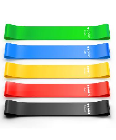 Renoj Resistance Bands, Exercise Workout Bands for Women and Men, 5 Set of Stretch Bands for Booty Legs, Pilates Flexbands Colorful