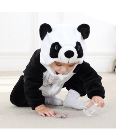 COOKY.D Baby Hooded Rompers | Infant Winter Flannel Jumpsuit | 18-24 Months | Panda Design - Buy Online on SooperMarket.com