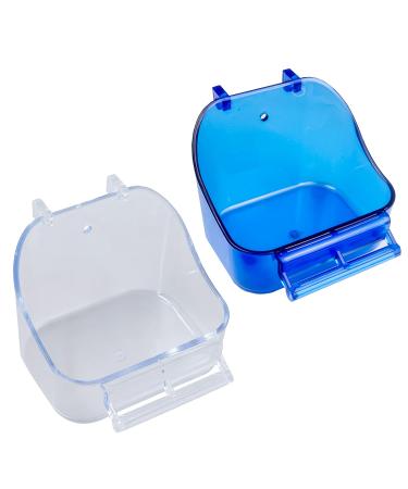 Bohue 2Pcs Pet Parrot Small Bird Bathing Tubs Bird Caged Parrot Bathing Tub Shower Box Food Feeder for Cockatiel Budgies Small Birds Lovebirds