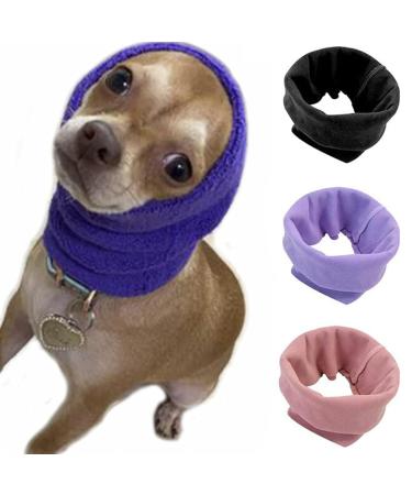 Treonca Quiet Ears for Dogs 3Pack Dog Snoods Ear Covers for Noise (Black+Pink+Purple) (Small)