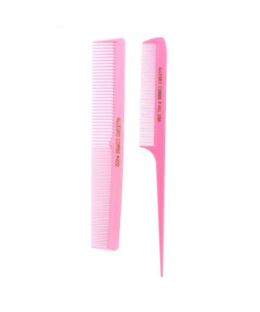 Allegro Combs Rat Rail And Barber Comb Stylist Combs Set Rattail Styling Parting Comb Hair Stylist Tail Comb Men Combs Women Combs Kids Comb Fresh Color 2 Pc. (Fresh Pink)