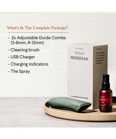 Meridian Complete Package: Men's Waterproof Electric Below-The-Belt Trimmer with Spray | Ceramic Blades, Sensitive Shave Tech (Sage) - Buy Online on SooperMarket.com
