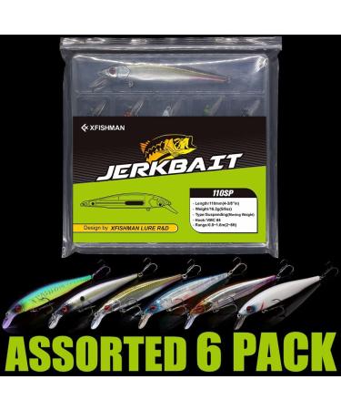 6-Piece Jerkbait Kit for Bass Fishing - 110mm Minnow Lure, Suspending Jerk Baits Fishing Lures - Buy Online on SooperMarket.com