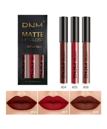 3Pcs Deep Red Brown Matte Lipstick Set | Long Lasting 24Hr Lip Stain | Waterproof Lip Gloss Gift Set - SET02 - Buy Online on SooperMarket.com