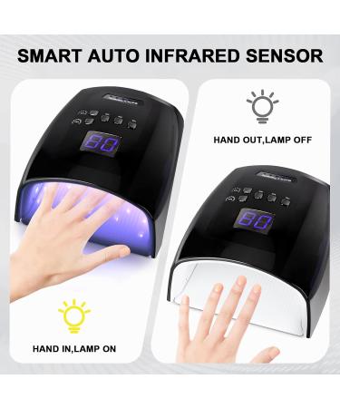 Rechargeable Cordless UV LED Nail Lamp 66W - Gel & Regular Polish Dryer | 5 Timer Settings, Automatic Sensor, LCD Display - Black - Buy Online on SooperMarket.com