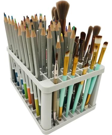 Pen Holder for Desk Rectangle 72 Holes Plastic Makeup & Painting Brush Holders Crate Organizer for Pencil  Paintbrush  Cosmetic Brushes Grey R Grey - Buy Online on SooperMarket.com