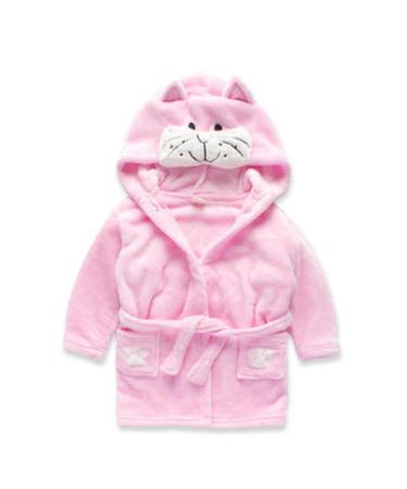 Feiliandajj unisex baby toddler fleece bathrobe cute animal ears terry bathrobe soft morning gown with bags and hooded baby bath coat for boys and girls 1-6 years 12-18 months pink