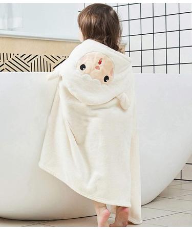 Gneliwm Baby Hooded Bath Towel Swaddle Wrap Blanket - Ultra Soft Coral Velvet Poncho for Newborns - White Sheep Design - Buy Online on SooperMarket.com