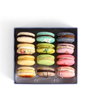 Kayla's Cake Premium French Macarons Cookies Gift Baskets Gourmet Chocolate Box Desserts Birthday Snack Care Packages College Students Mothers Day Thank You Macaroon Mom Women her Men Classic 12 Classic Flavors 12 Count (P - Buy Online on SooperMarket.com