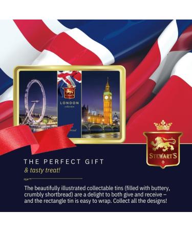 Stewart's - London Shortbread Tin (150g) - Traditionally Made Luxury Scottish Shortbread Delicious Melt-In-Mouth Biscuits Ideal Collectable Treat to Share 40 Years Heritage 1 x 150g London Eye & Big Ben Tin - Shortbread - Buy Online on SooperMarket.com