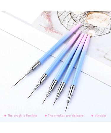 Eptbsdu 5PC Nail Art Liner Brushes Set - Metal Handle Long Lines Brush for UV Gel Polish Painting - Pink - Buy Online on SooperMarket.com