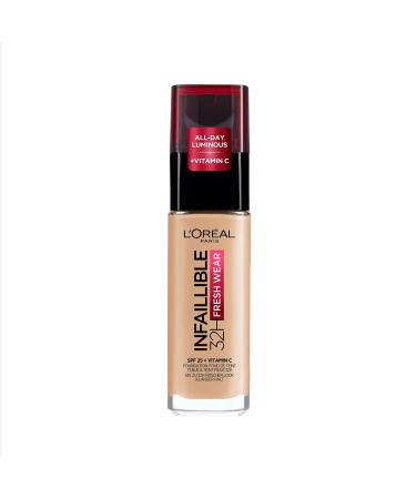 L'Or al Paris Liquid Foundation Full Coverage Lasting Wear With Vitamin C and SPF 25 Infallible 32H Fresh Wear 120 Vanilla 120 30 ml (Pack of 1)