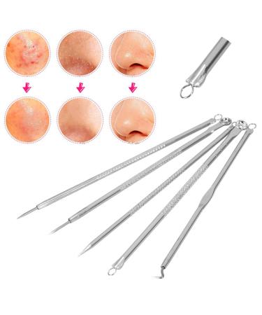 Shop 5pcs Stainless Steel Blackhead Removal Tool Set - Double-Ended Acne & Pimple Tool for Effective Skin Care - Buy Online on SooperMarket.com