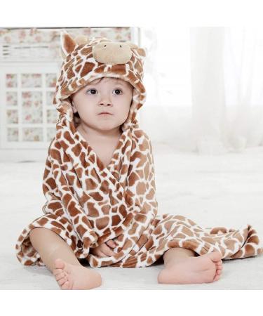 Gneliwm Baby Hooded Blanket Swaddle Wrap | Soft Plush Bath Towel for Newborns, Infants, and Toddlers - Brown - Buy Online on SooperMarket.com