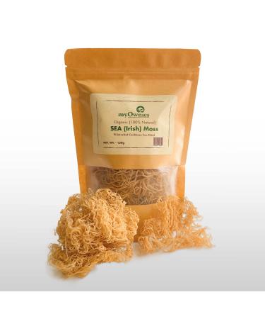 Dr. Sebi Grade 100% Organic Irish Sea Moss | Gold | Caribbean | Wildcrafted Raw Sun Dried | Premium Quality | with Over 90 Minerals and Vitamins Non-GMO and Vegan Sun Dried Superfood 150g/5oz