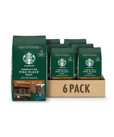 Starbucks Pike Place Ground Coffee Medium Roast Coffee 100% Ground Arabica Beans - 340g Bags (Pack of 6 2040g)
