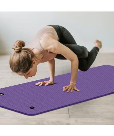 LFS 31.5 inch Hangable Yoga Mat - 10mm Extra Wide & Thick, Non-Slip Exercise Mat with Band & Yoga Bag - Purple - Buy Online on SooperMarket.com