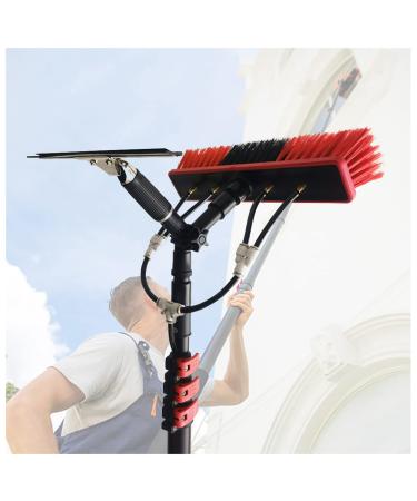 photovoltaic cleaner window cleaning pole Window Cleaning Brush Equipment Window Cleaner Kit Water/Hose Fed Pole Professional Window Squeegee Cleaner-12Ft/36Ft Clear 36Ft
