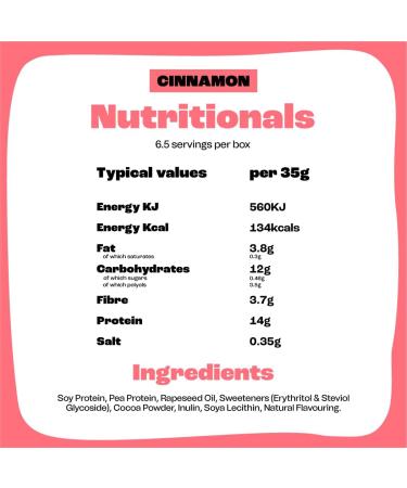 Surreal Cinnamon - High Protein Cereal 6 Pack - Low Sugar- Healthy Plant Based Cereal - High in Fibre - Low Carb - Gluten Free - Vegan - 13g of Protein 0g of Sugar - 240g per Box - Buy Online on SooperMarket.com