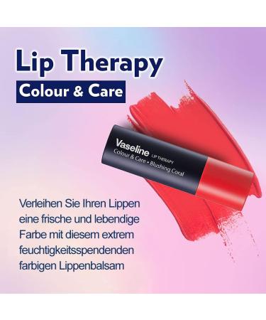 Buy Vaseline Lip Therapy Blushing Coral - Manuka Honey & Shea Butter Lip Balm | 100% Natural Dyes | 4.2g Pack - Buy Online on SooperMarket.com