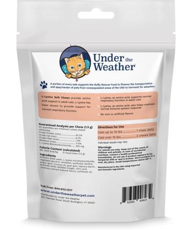 Under the Weather Pet Daily Cat L-Lysine | 60 Soft Chews | Vet Formulated & All Natural | Immune Support for Cats - Buy Online on SooperMarket.com