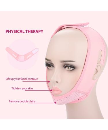 Facial Lifting Slimmer V-Line Mask & Double Chin Belt - Neck Compression Skin Care Wrap (Pink) for Effective Weight Loss - Buy Online on SooperMarket.com