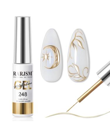 RARJSM Metallic Nail Art Gel Liner Bronze Gold Mirror Chrome 3D Effect Gel Nail Polish 8ml Build in Thin Brush Metal Painted Drawing Striper Painting Gel Polish Soak off Curing Requires for Home Salon Metallic Bronze Gold