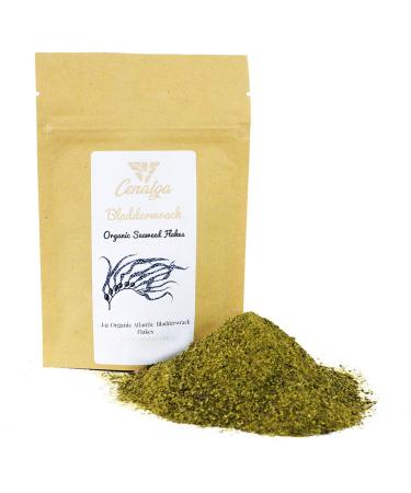 CENALGA Irish Organic Certified (IOFGA) Bladderwrack Flakes - 4 oz / 113.4 g We avoid Plastic Pouch - Sustainably hand harvested from wildcrafted seaweed - non-artificial sun-dried