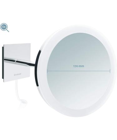 Nicol 4027000 SARA LED Cosmetic Mirror - 5x Magnification Wall Mirror with Movable Gooseneck | International Shipping - Buy Online on SooperMarket.com