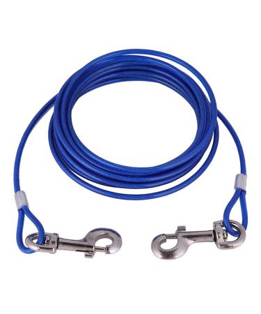 Dog Tie Out Cable 16.4ft Chew Proof Long Steel Wire Double Heads Tieout Leash for Small Medium and Larger Dog Outdoor Walking Camping Picnic(Blue) As shown