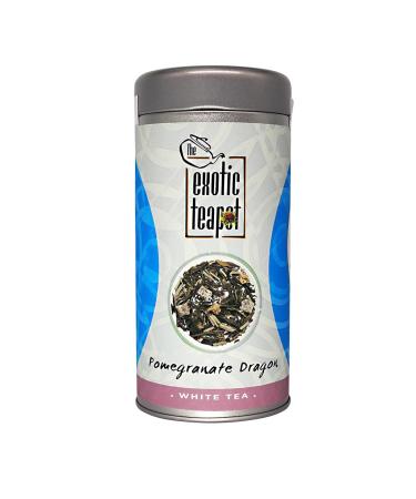 The Exotic Teapot - Pomegranate Dragon Fruit White Tea 125g Tin Loose Leaf Peony 125 g (Pack of 1)